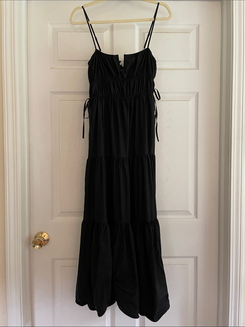 Black Spaghetti-Strap Tiered Maxi Dress